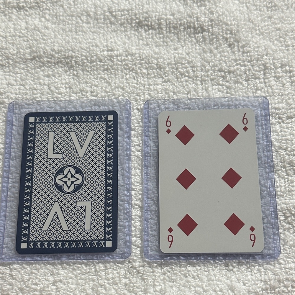 Louis Vuitton blue playing card 6 of diamonds with COA